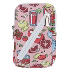 Tomato-seamless-pattern-juicy-tomatoes-food-sauce-ketchup-soup-paste-with-fresh-red-vegetables-backd Belt Pouch Bag (large)