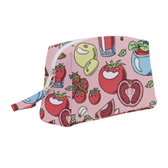 Tomato-seamless-pattern-juicy-tomatoes-food-sauce-ketchup-soup-paste-with-fresh-red-vegetables-backd Wristlet Pouch Bag (medium) by Pakemis