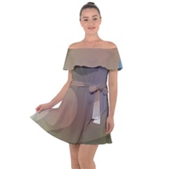 The Land 181 - Abstract Art Off Shoulder Velour Dress by KorokStudios