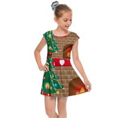 Christmas Room Kids  Cap Sleeve Dress by artworkshop