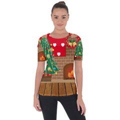 Christmas Room Shoulder Cut Out Short Sleeve Top by artworkshop