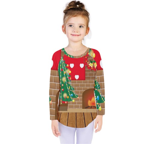 Christmas Room Kids  Long Sleeve Tee by artworkshop