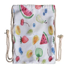 Fruit Summer Vitamin Watercolor Drawstring Bag (large) by artworkshop