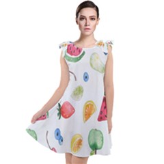 Fruit Summer Vitamin Watercolor Tie Up Tunic Dress by artworkshop