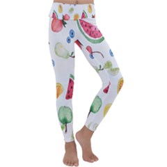 Fruit Summer Vitamin Watercolor Kids  Lightweight Velour Classic Yoga Leggings by artworkshop