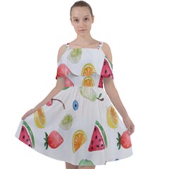 Fruit Summer Vitamin Watercolor Cut Out Shoulders Chiffon Dress by artworkshop
