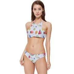 Fruit Summer Vitamin Watercolor Banded Triangle Bikini Set by artworkshop