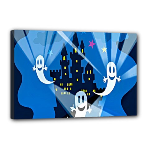 Halloween Ghosts Haunted House Canvas 18  X 12  (stretched) by artworkshop