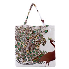 Peacock Graceful Bird Animal Grocery Tote Bag by artworkshop
