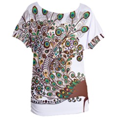 Peacock Graceful Bird Animal Women s Oversized Tee by artworkshop