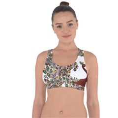 Peacock Graceful Bird Animal Cross String Back Sports Bra by artworkshop