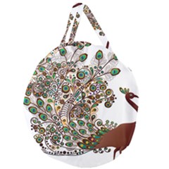 Peacock Graceful Bird Animal Giant Round Zipper Tote by artworkshop