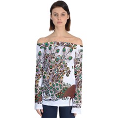 Peacock Graceful Bird Animal Off Shoulder Long Sleeve Top by artworkshop