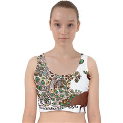 Peacock Graceful Bird Animal Velvet Racer Back Crop Top by artworkshop