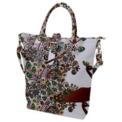 Peacock Graceful Bird Animal Buckle Top Tote Bag