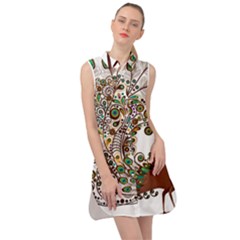 Peacock Graceful Bird Animal Sleeveless Shirt Dress