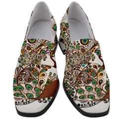 Peacock Graceful Bird Animal Women s Chunky Heel Loafers by artworkshop