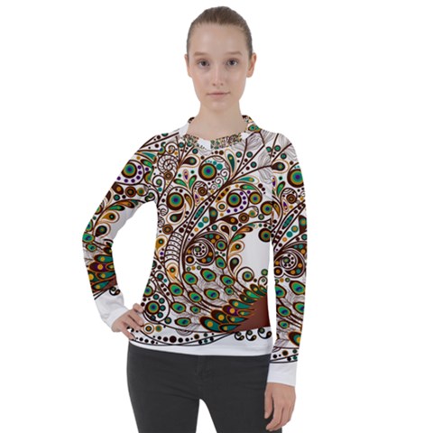 Peacock Graceful Bird Animal Women s Pique Long Sleeve Tee by artworkshop