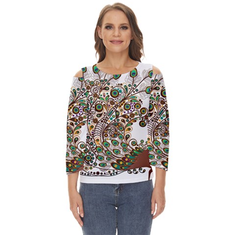 Peacock Graceful Bird Animal Cut Out Wide Sleeve Top by artworkshop