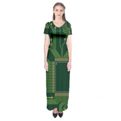 Technology Board Trace Digital Short Sleeve Maxi Dress by artworkshop