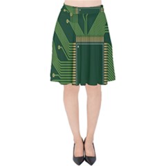 Technology Board Trace Digital Velvet High Waist Skirt by artworkshop