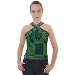 Technology Board Trace Digital Cross Neck Velour Top by artworkshop