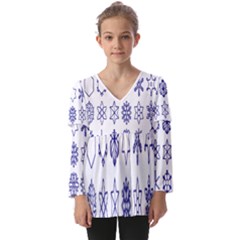 Various Types Of Snowflakes Kids  V Neck Casual Top by artworkshop