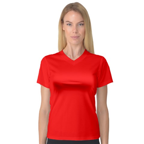 Color Red V-neck Sport Mesh Tee by Kultjers