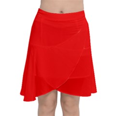 Color Red Chiffon Wrap Front Skirt by Kultjers