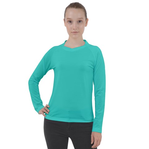 Color Turquoise Women s Pique Long Sleeve Tee by Kultjers