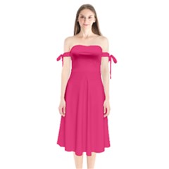 Color Ruby Shoulder Tie Bardot Midi Dress