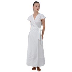 Color White Flutter Sleeve Maxi Dress by Kultjers
