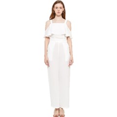 Color White Draped Sleeveless Chiffon Jumpsuit by Kultjers