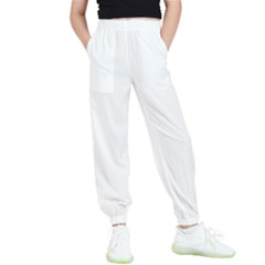 Color White Kids  Elastic Waist Pants by Kultjers