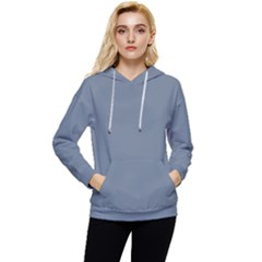 Color Slate Grey Women s Lightweight Drawstring Hoodie by Kultjers