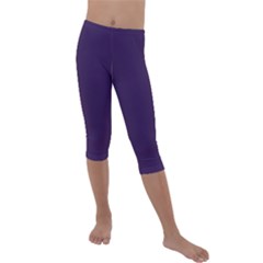 Color Russian Violet Kids  Lightweight Velour Capri Leggings  by Kultjers