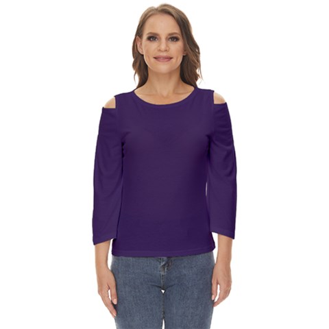 Color Russian Violet Cut Out Wide Sleeve Top by Kultjers