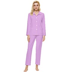 Color Plum Womens  Long Sleeve Velvet Pocket Pajamas Set