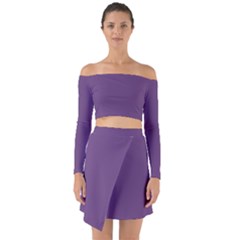 Color Purple 3515u Off Shoulder Top With Skirt Set