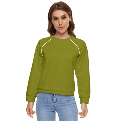 Color Olive Women s Long Sleeve Raglan Tee by Kultjers