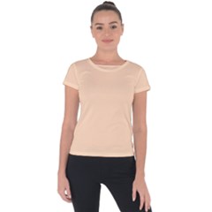 Color Peach Puff Short Sleeve Sports Top  by Kultjers