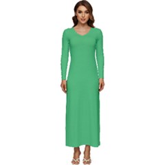 Color Paris Green Long Sleeve Velour Longline Maxi Dress