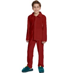 Color Dark Red Kids  Long Sleeve Velvet Pajamas Set by Kultjers