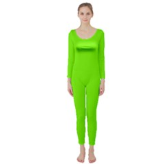 Color Lawn Green Long Sleeve Catsuit by Kultjers