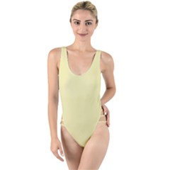 Color Pale Goldenrod High Leg Strappy Swimsuit by Kultjers