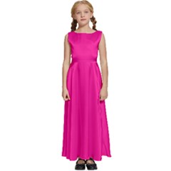 Color Deep Pink Kids  Satin Sleeveless Maxi Dress