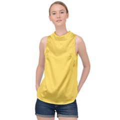 Color Mustard High Neck Satin Top