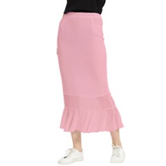Color Light Pink Maxi Fishtail Chiffon Skirt by Kultjers