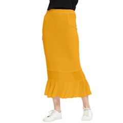 Color Orange Maxi Fishtail Chiffon Skirt by Kultjers