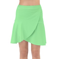 Color Light Green Wrap Front Skirt by Kultjers